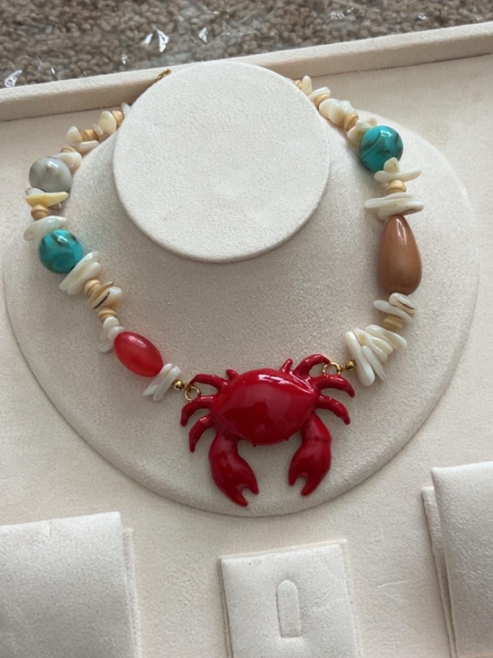 Anthropology Red Crab Statement Necklace - Women Jewelry
